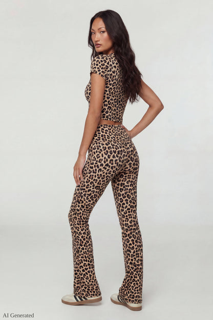Square Neck T-Shirt & Flare Legging Set