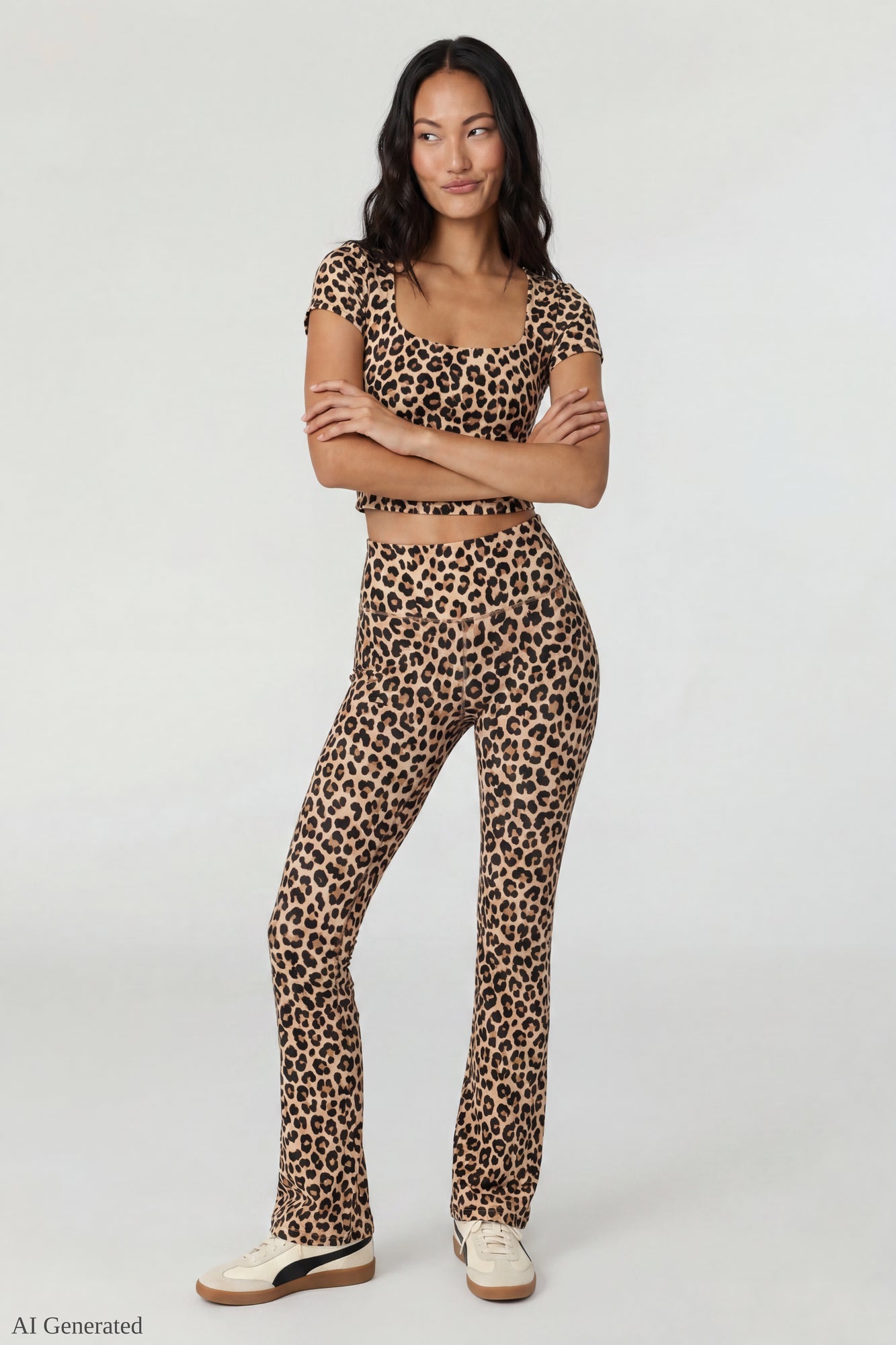 Square Neck T-Shirt & Flare Legging Set