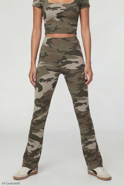 Square Neck T-Shirt & Flare Legging Set