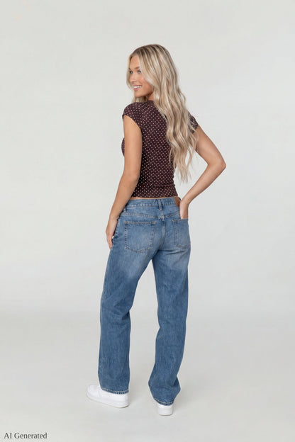 V-Neck Lace Trim T-Shirt