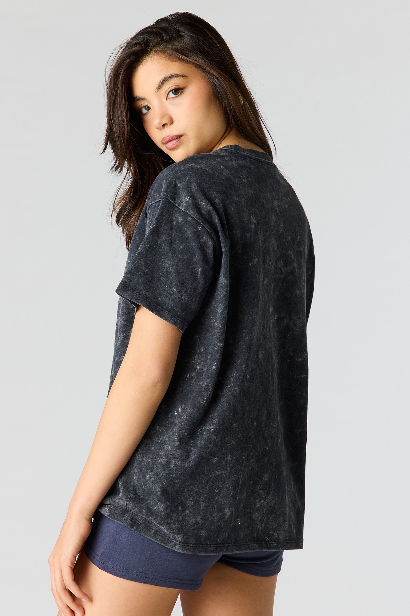 Rhinestone Graphic Washed Boyfriend T-Shirt