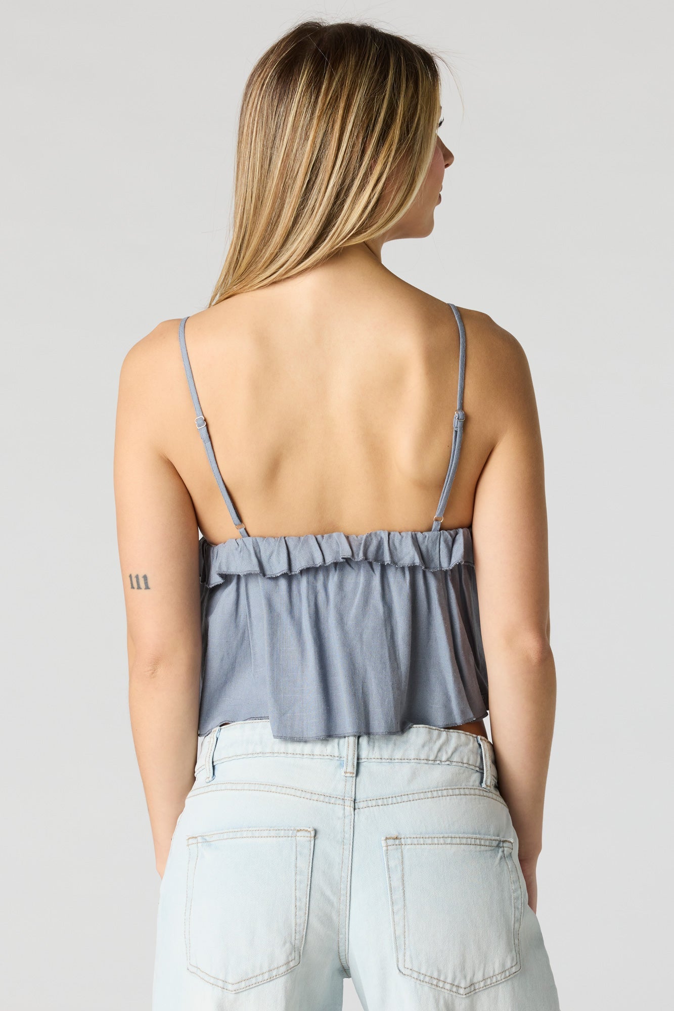 Linen-Blend Babydoll Tank