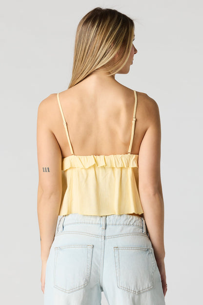 Linen-Blend Babydoll Tank