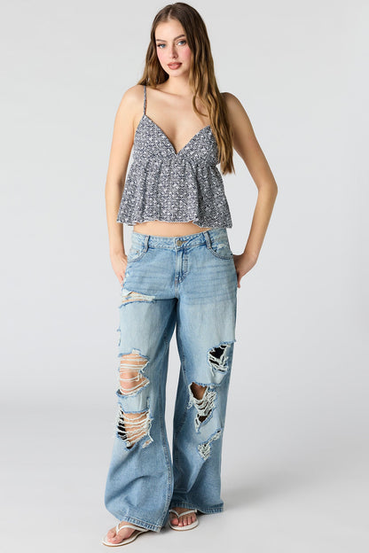 Printed Babydoll Top