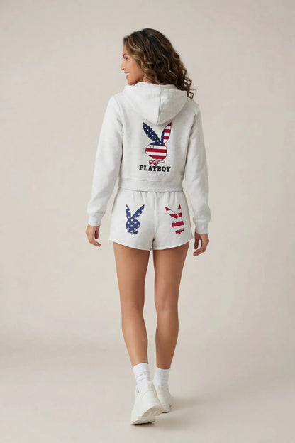 Playboy USA Graphic Fleece Zip-Up Hoodie