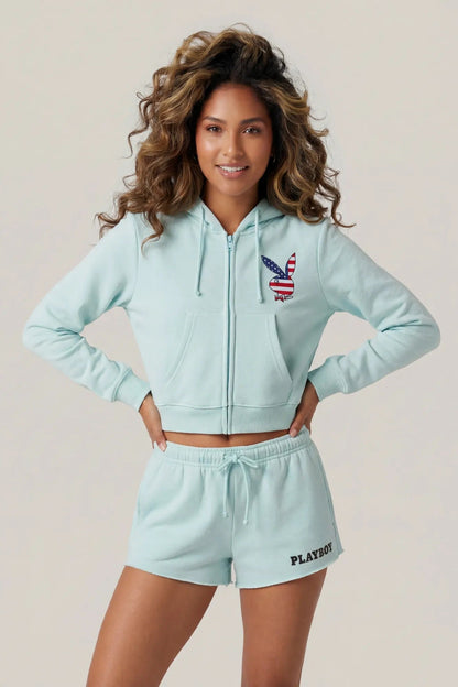 Playboy USA Graphic Fleece Zip-Up Hoodie