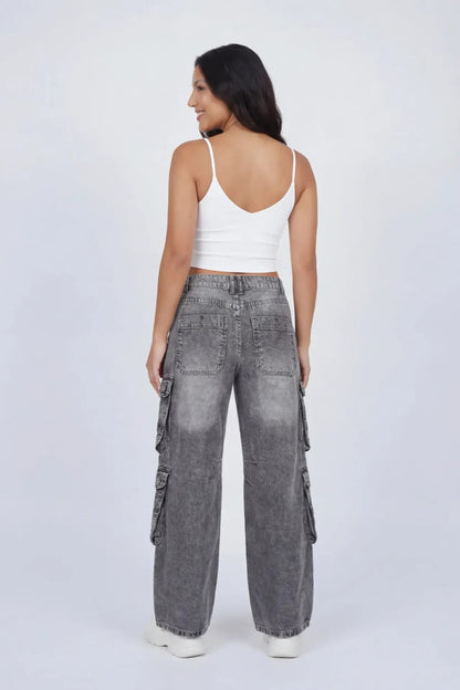 Low Rise Wide Leg Cargo Jean
