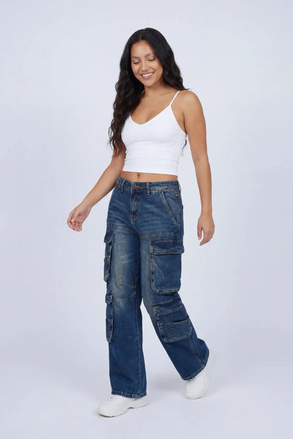 Low Rise Wide Leg Cargo Jean