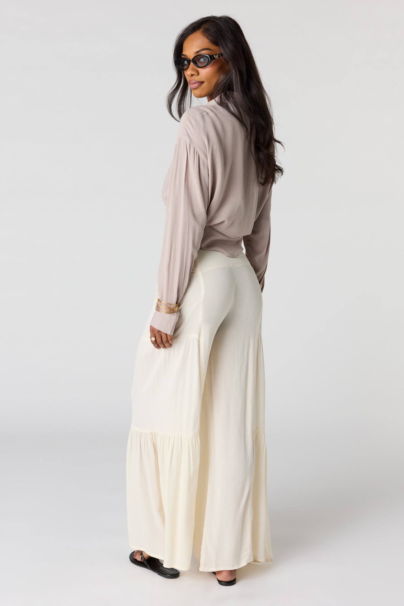 Tie Waist Tiered Palazzo Pant