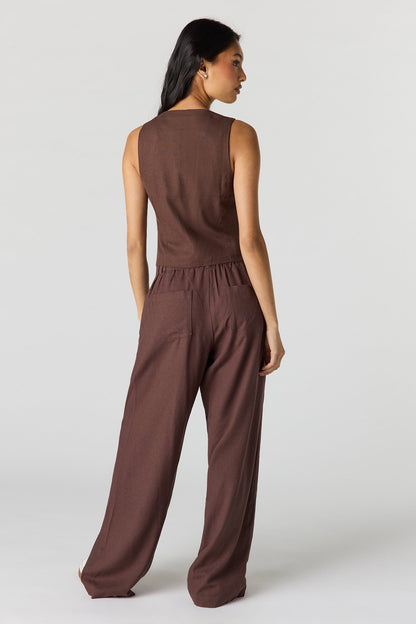 Linen-Blend Drawstring Trouser