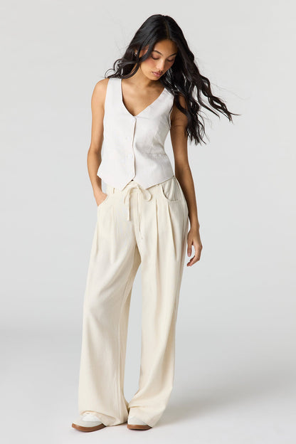Linen-Blend Drawstring Trouser