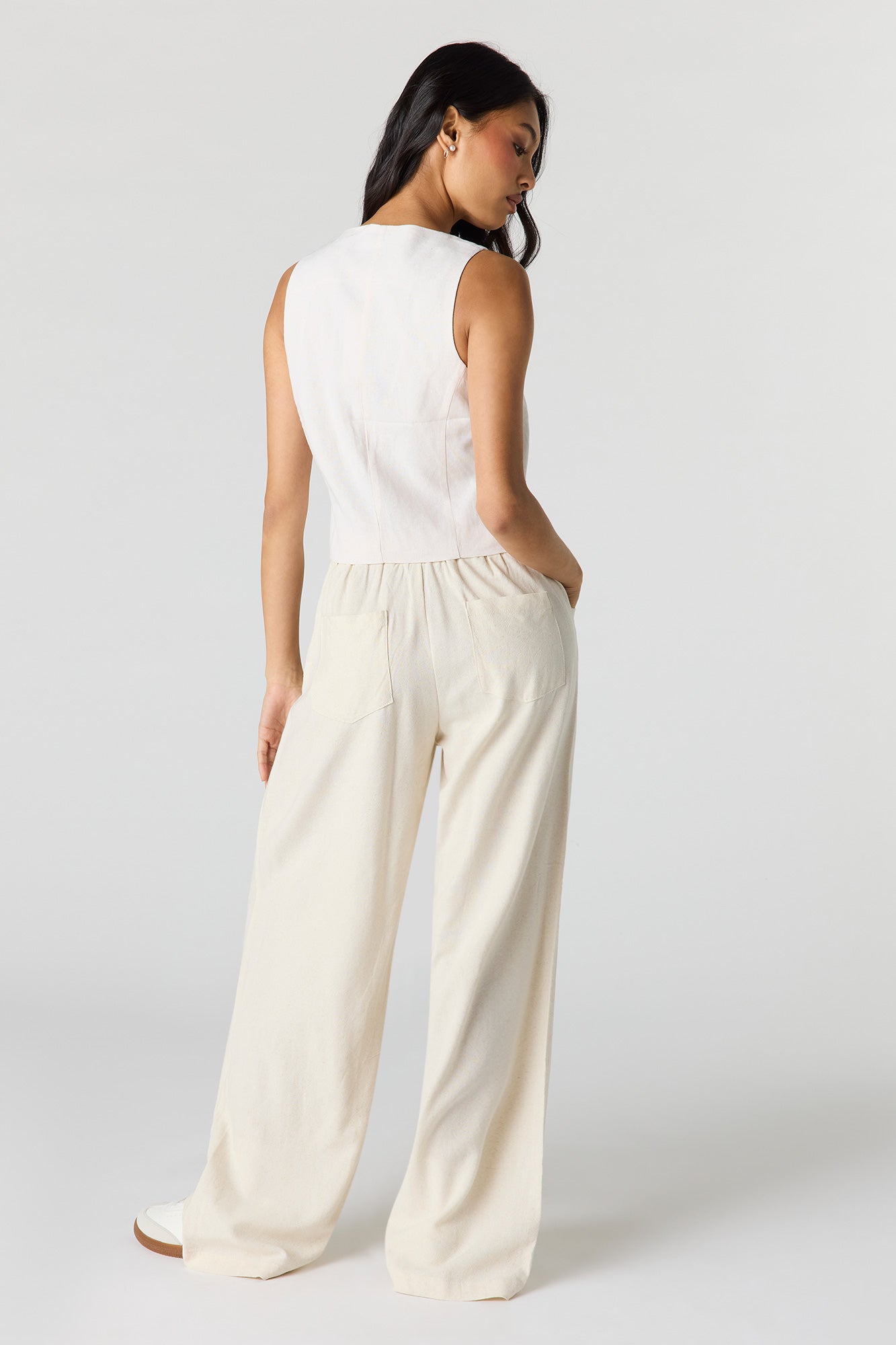 Linen-Blend Drawstring Trouser