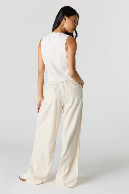 Linen-Blend Drawstring Trouser