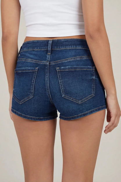 Stretch Low Rise Dark Denim Shortie