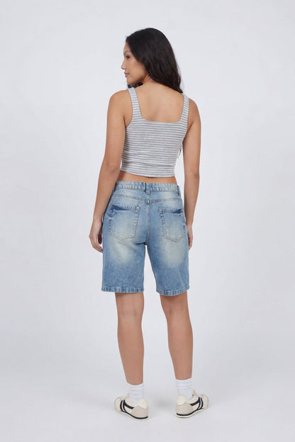 Brooklyn Low Rise Light Jort 11" with LaBeBe Keychain