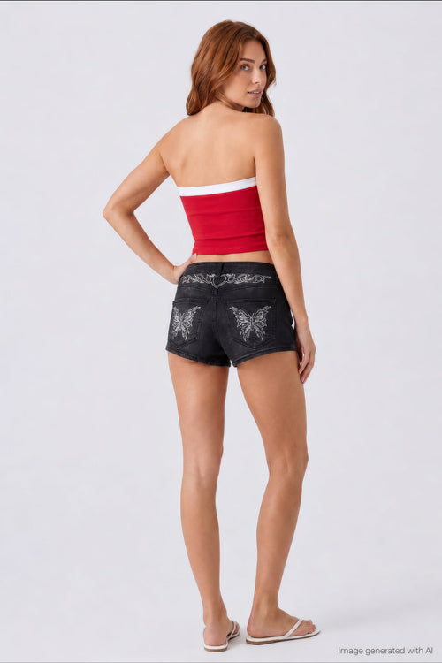 South Beach Low Rise Rhinestone Denim Short