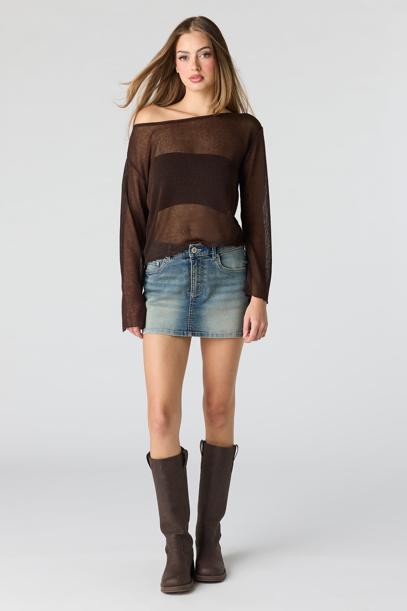 Denim Low Rise Micro Mini Skort