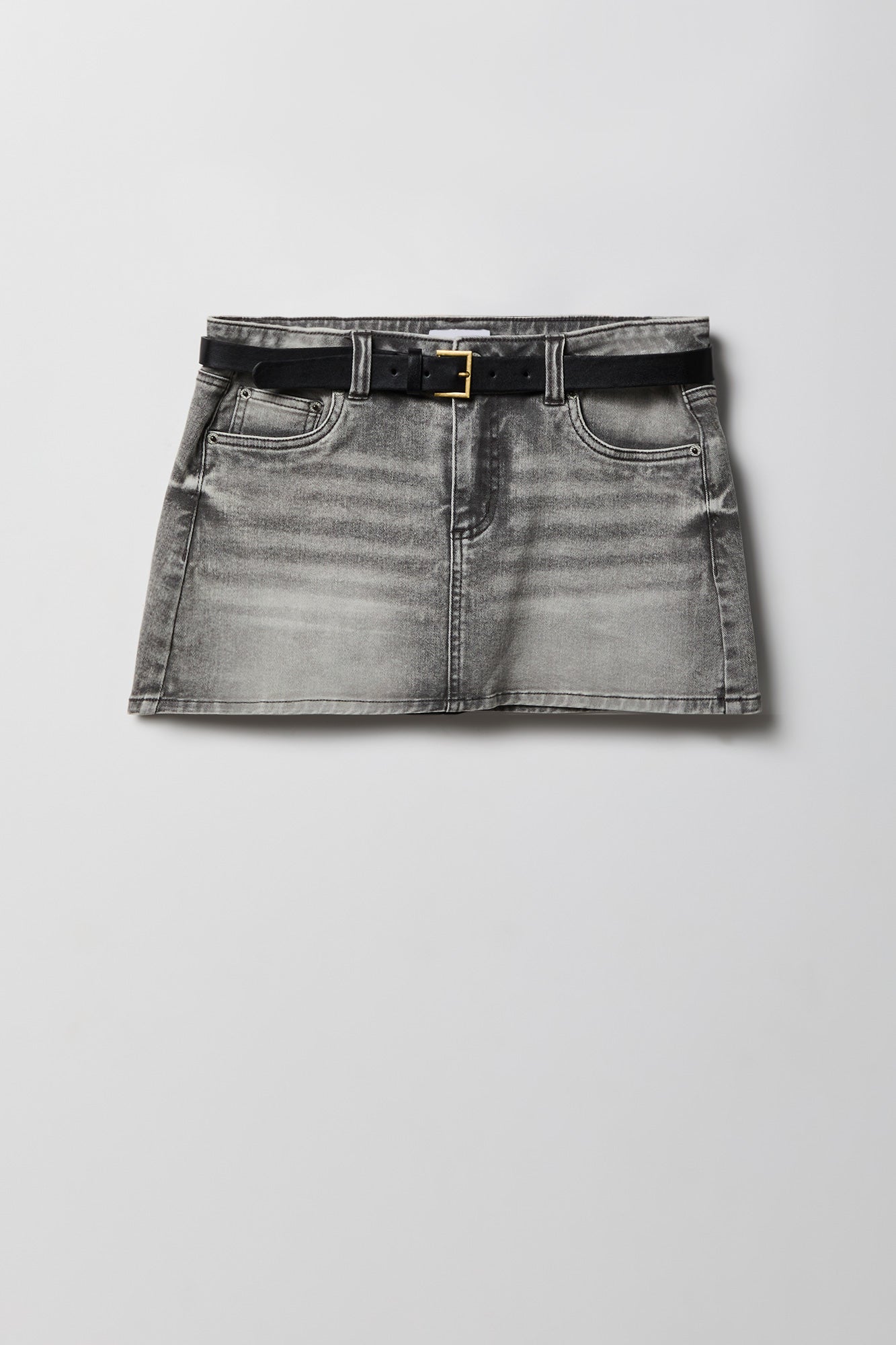 Stretch Denim Belted Mini Skort