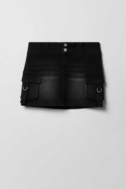 Denim Cargo Mini Skirt