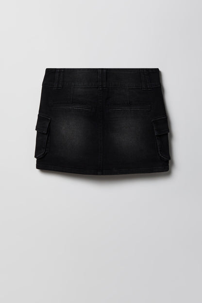 Denim Cargo Mini Skirt