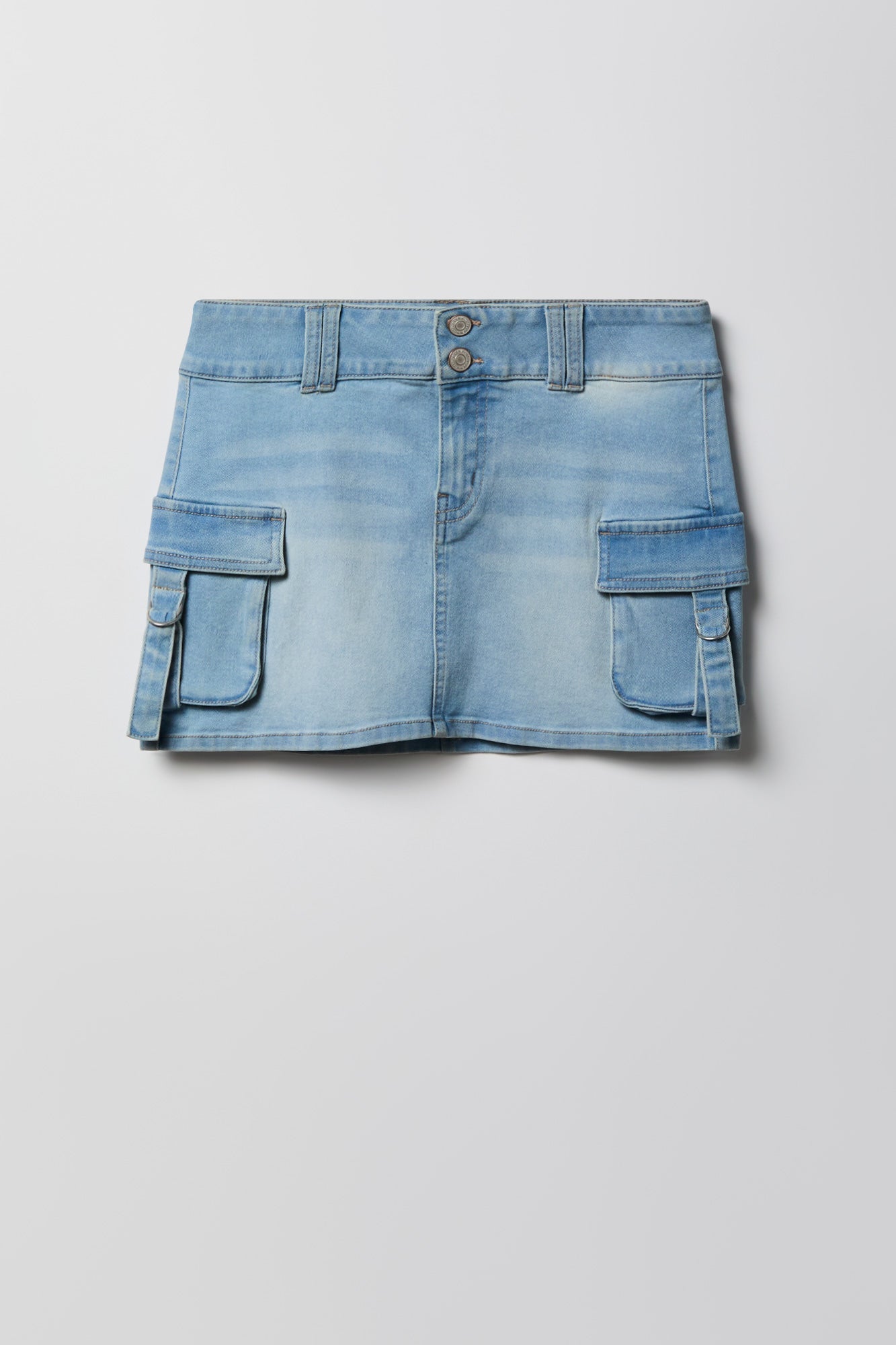 Denim Cargo Mini Skirt