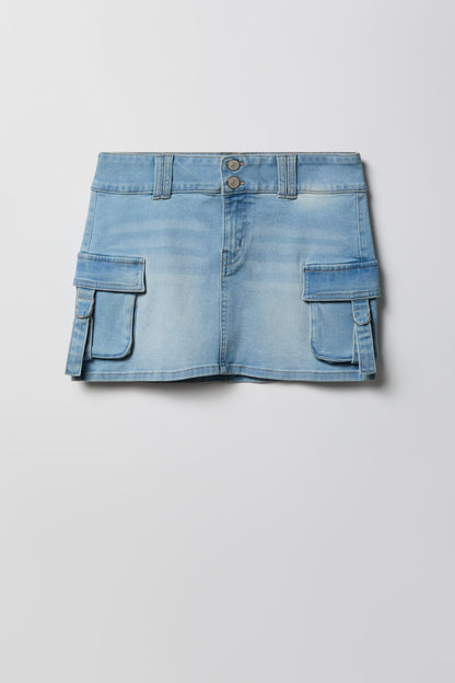 Denim Cargo Mini Skirt