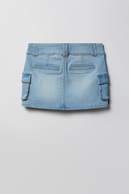 Denim Cargo Mini Skirt