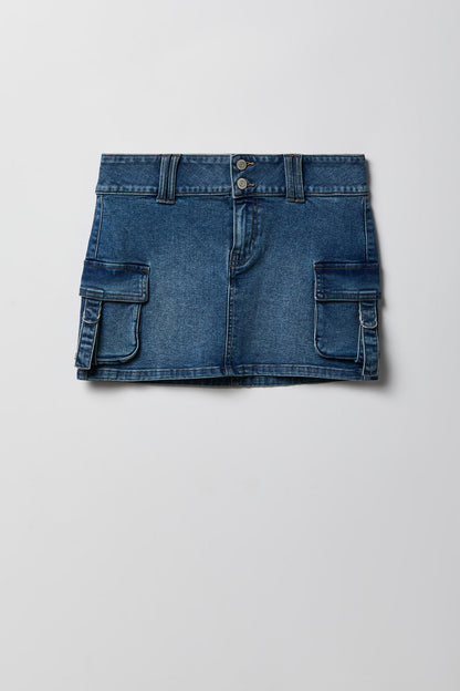 Denim Cargo Mini Skirt