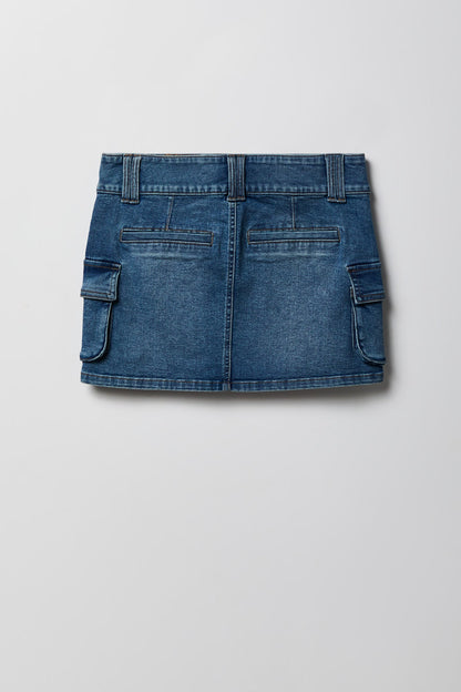 Denim Cargo Mini Skirt