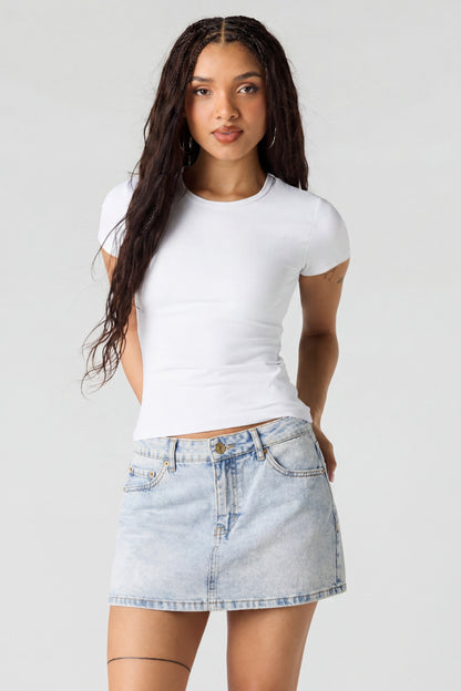 Low Rise Rhinestone Pocket Denim Skort