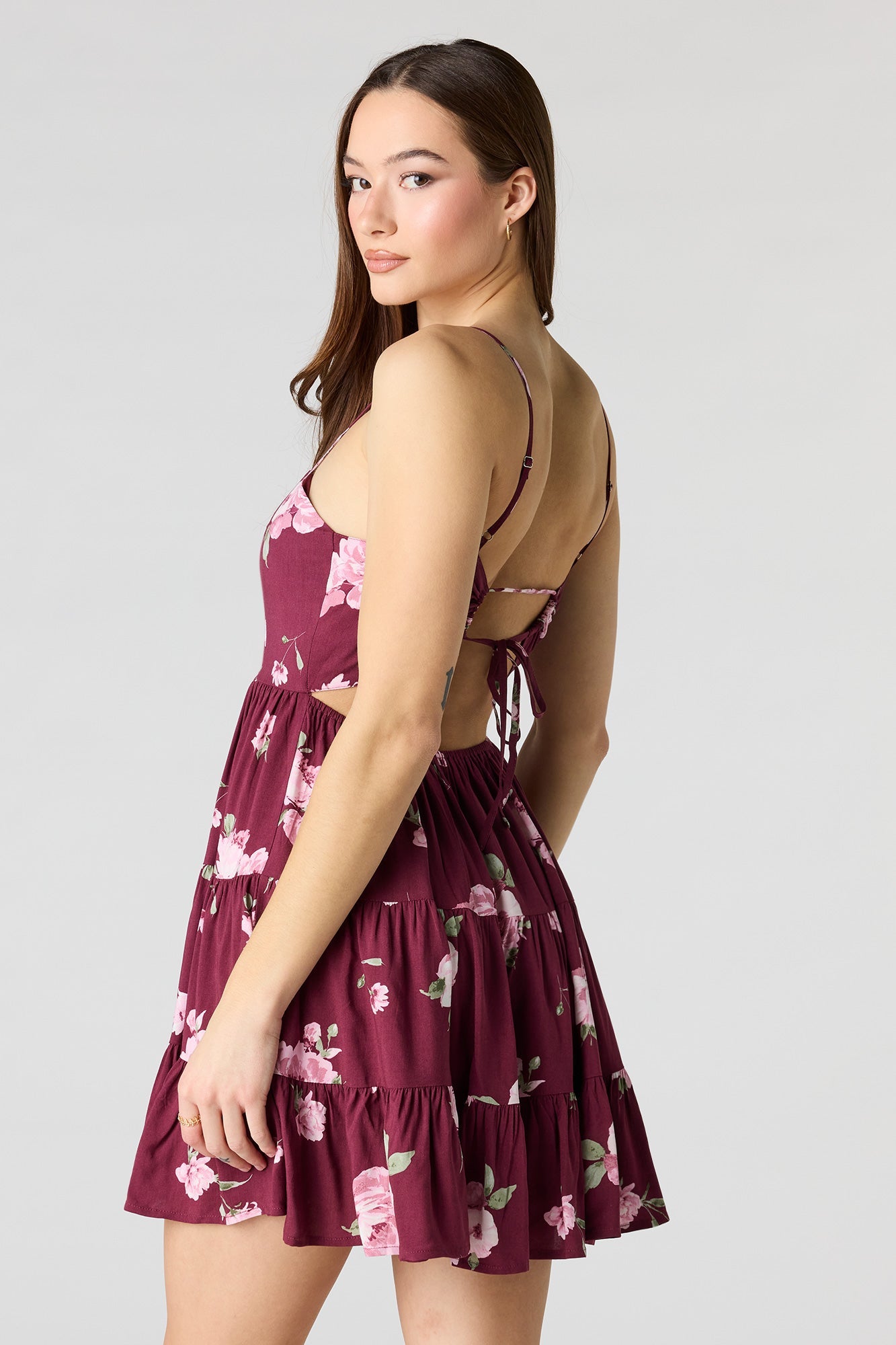 Floral Printed Tiered Mini Dress