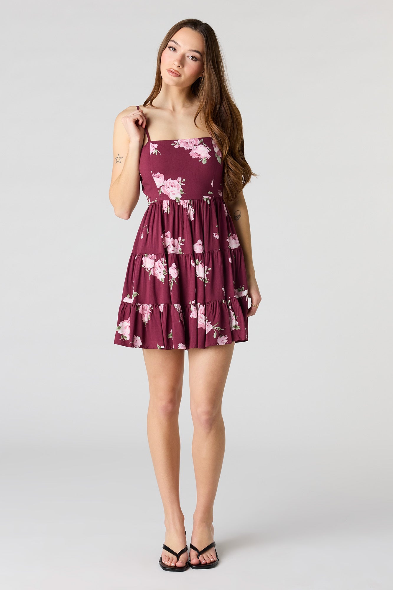 Floral Printed Tiered Mini Dress