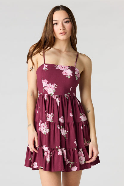 Floral Printed Tiered Mini Dress