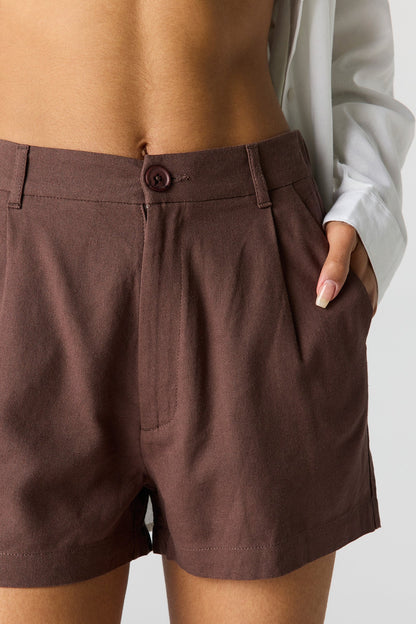 Linen-Blend Tailored Short