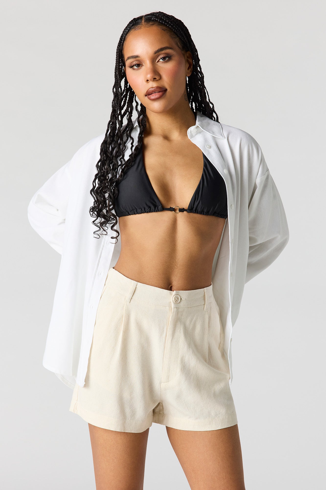 Linen-Blend Tailored Short
