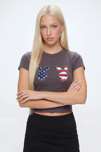 Playboy USA Graphic Fitted T-Shirt