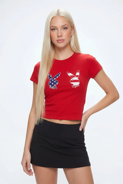 Playboy USA Graphic Fitted T-Shirt