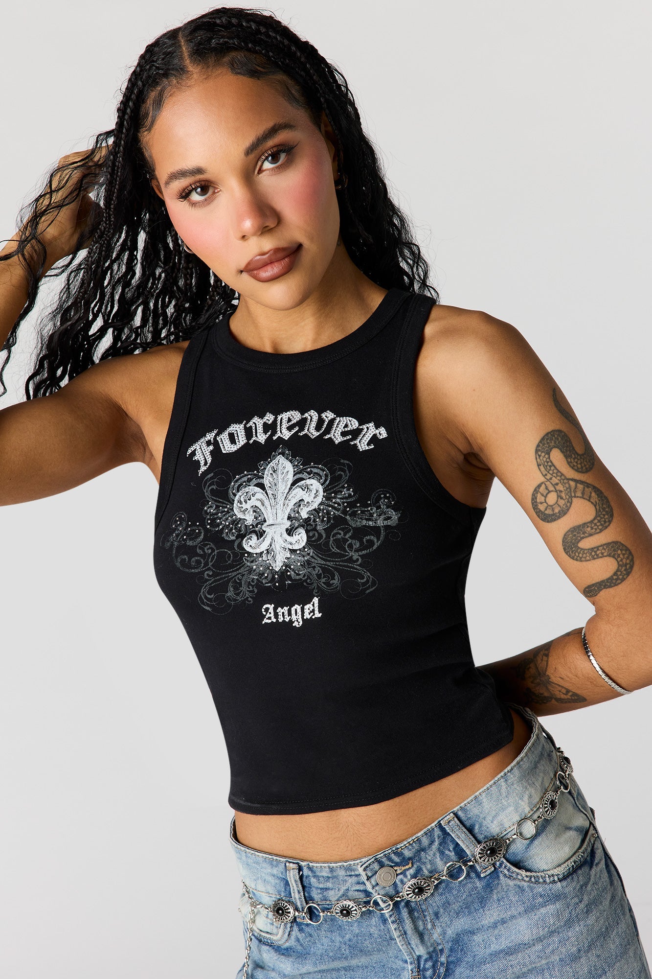 Rhinestone Ribbed Tank