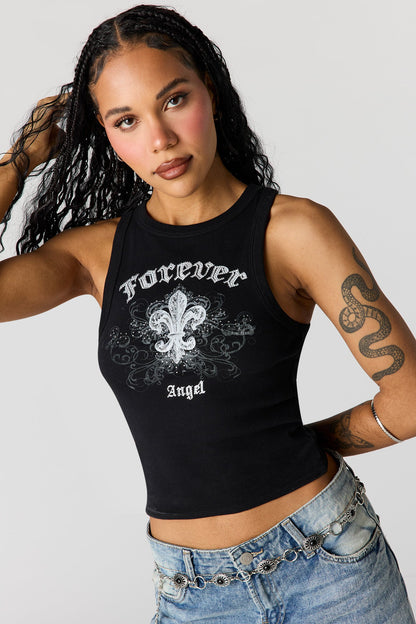 Rhinestone Ribbed Tank