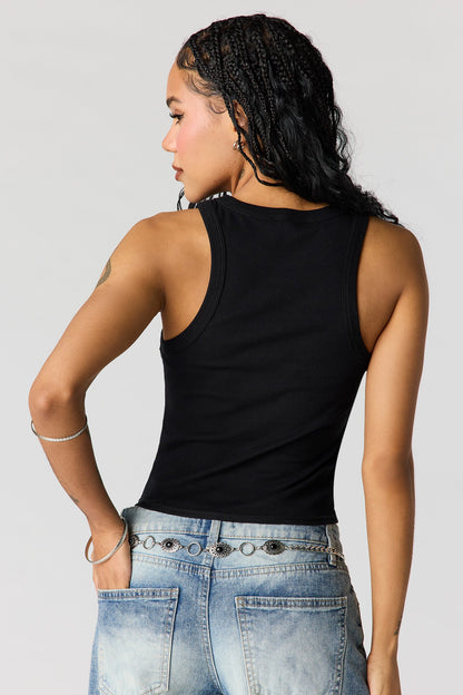 Rhinestone Ribbed Tank