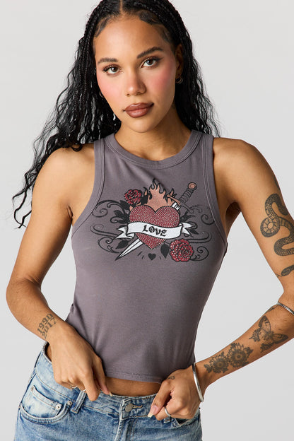 Rhinestone Ribbed Tank