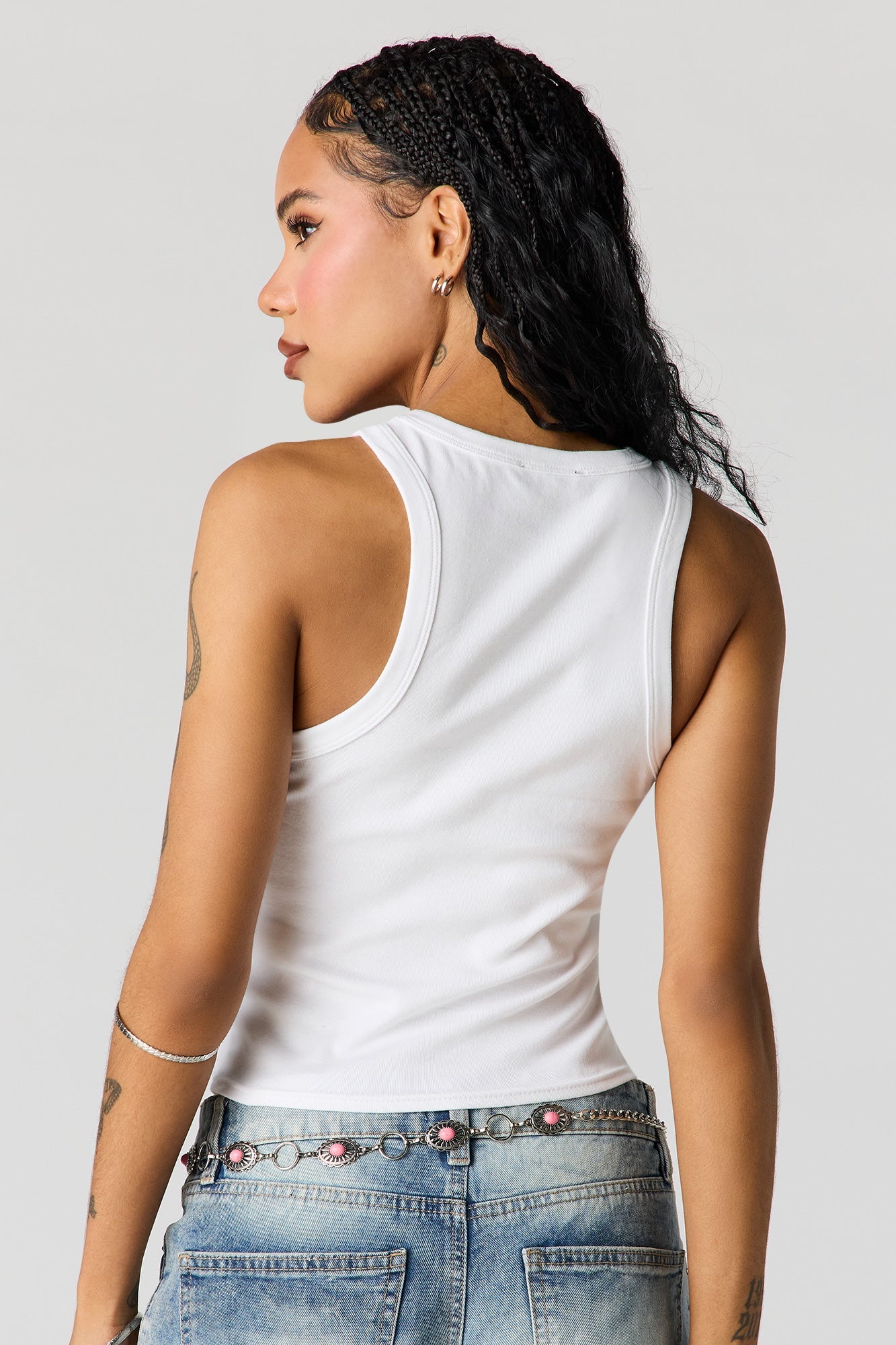 Rhinestone Ribbed Tank