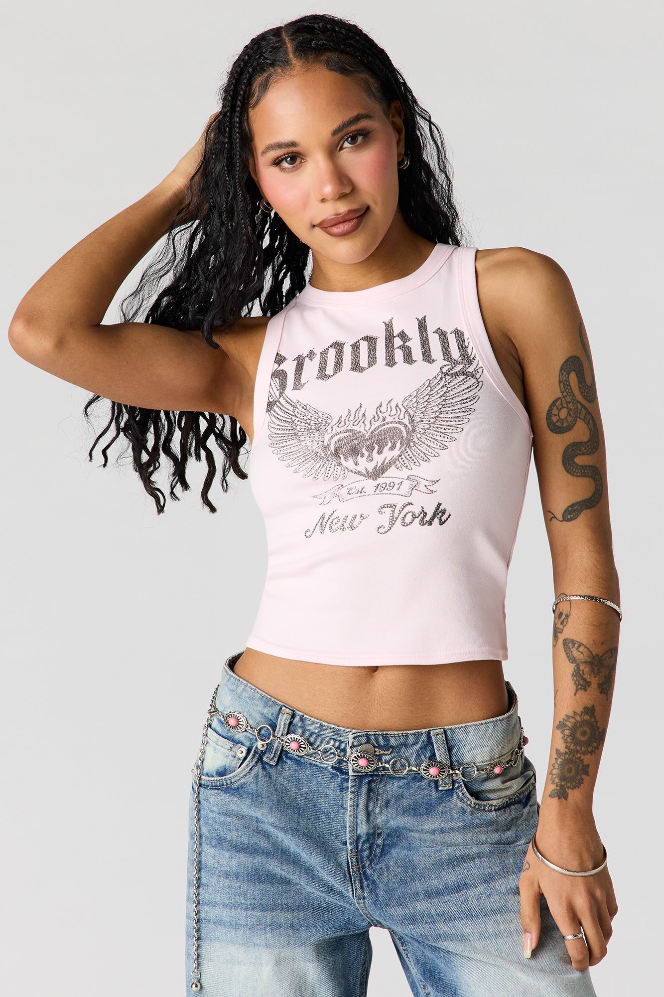 Rhinestone Ribbed Tank