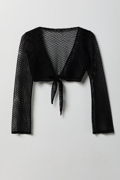 Crochet Tie Front Top Cover-Up