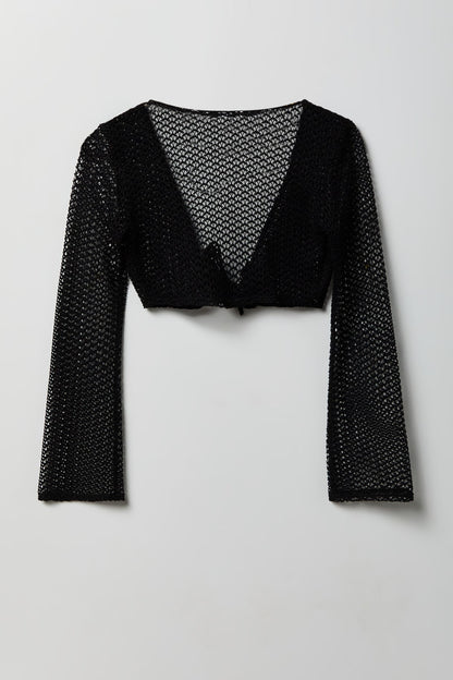 Crochet Tie Front Top Cover-Up