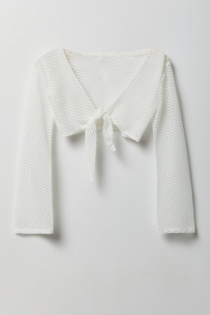 Crochet Tie Front Top Cover-Up