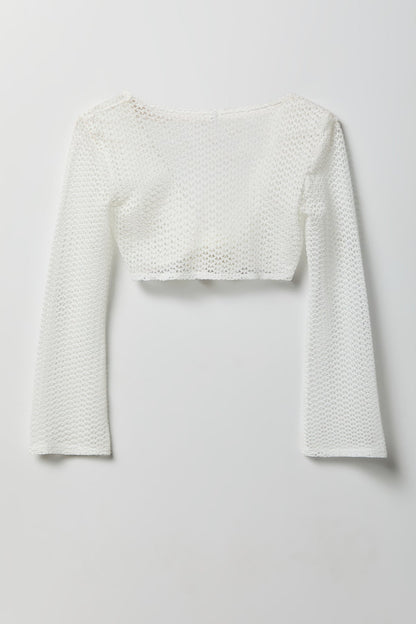 Crochet Tie Front Top Cover-Up