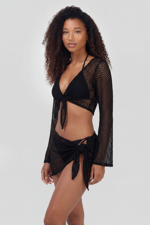 Crochet Tie Front Top Cover-Up
