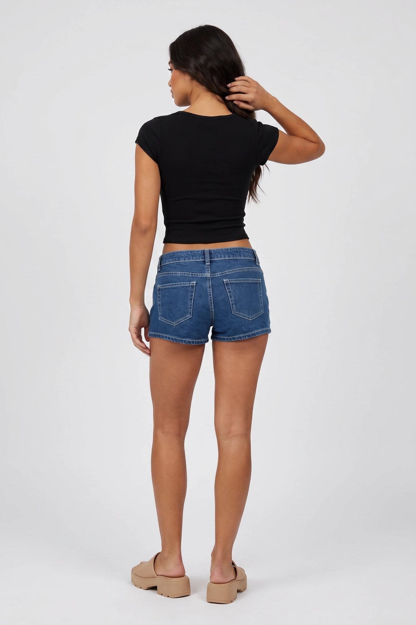 Ribbed Scoop Neck Button-Up Top