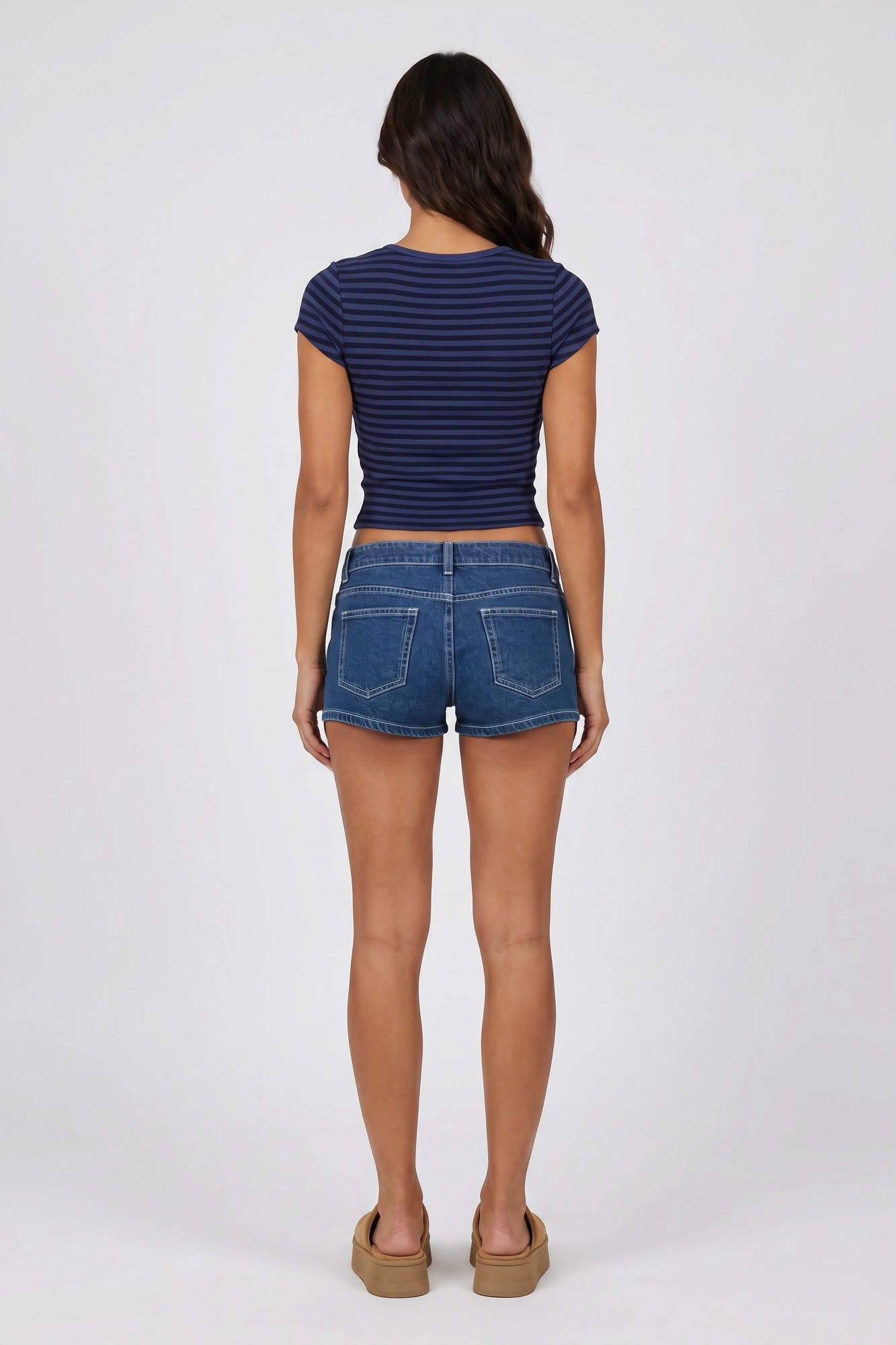 Ribbed Scoop Neck Button-Up Top